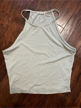 Heart Hips Sage Green Ribbed Halter Tank Top